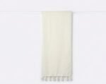 Ivory Woven Scarf with Tassel Fringe, Textured Dot Pattern - Image 2