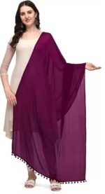 Women's Solid Plain Dupatta/Skarf/Stall/Hijab Size 2.25 Meters With Pom Pom Lace Daily Use For Women/Girls