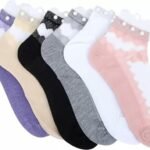 Stylish Multicolor Nylon Ankle-Length Socks for Women | Comfortable & Trendy | Elegant Design with Small White Moti | Perfect Footwear Essential | Pack of 1