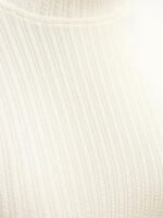 Women's White Ribbed Crop T-Shirt, - Image 3