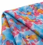 Women's Floral Print Scarf with Tassel Trim, Blue Multicolour - Image 2