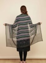 Elegant Striped Dupatta with Palm Tree Border Design, Multicolor Soft Silk dupatta for Women - Image 2