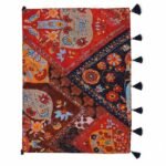 Boho Floral Print Scarf with Tassel Trim, Multicolour - Image 3