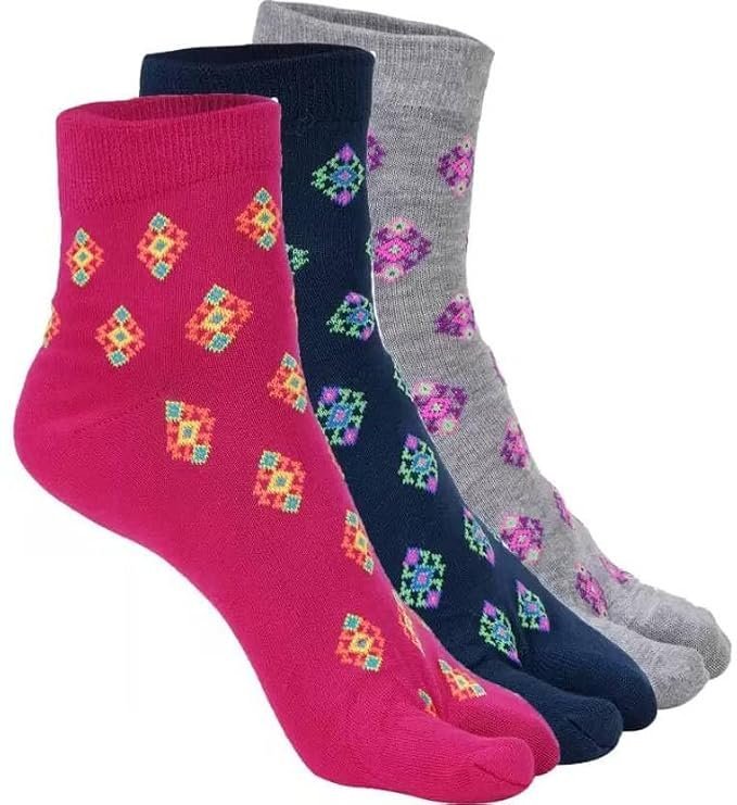 61btY9zfsuL._SX679_-1.jpg Women's Ankle Cotton Socks (Pack Of 3 Pair, Multicolored, Free Size, Ankle Length) - Image 1