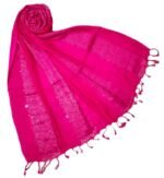 Women And Girls Fancy Viscose Zari Striped Scarf, Stoles