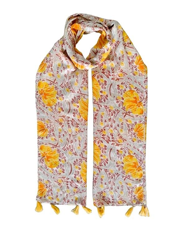 71Vnec73jXL._SY741_.jpg Fashage Women's Printed Cotton Blend Scarf with Tassels | Soft Lightweight Stole - Image 1