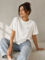 Women Typography, Graphic Print Round Neck Pure Cotton White T-Shirt