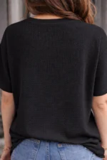 Women Round Neck Cotton Blend Black T-Shirt - Image 2